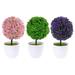 3 Pcs Simulation Cherry Ball Potted Plant Green Plant Fake Bonsai Home Desktop Potted Ornament (Green+Purple+Pink)