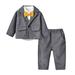 Toddler Cute Outfits Girls Boys Little Kids Casual Fashion Jackets Coat Long Sleeve Shirt Pants Suit Outerwear 3Pcs Gentleman Suit Baby Winter Clothing Set Grey 4 Years-5 Years 110(4 Years-5 Years)