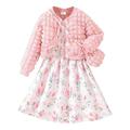 Toddler Cute Outfits Girls Boys Long Sleeve Floral Print Coats And Dress Bag 3Pcs Clothes For Children Kids Clothes Baby Clothing Sets Red 6 Years-7 Years 7Y(6 Years-7 Years)