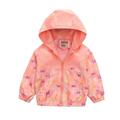 ASFGIMUJ Girls Jackets Kids Baby Boys Dinosaur Rainbow Camouflage Zip Windproof Jacket Hooded Trench Lightweight Windbreaker Casual Outerwear Winter Coats For Girls Pink 2 Years-3 Years