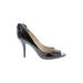 Enzo Angiolini Heels: Slip On Stiletto Cocktail Party Black Solid Shoes - Women's Size 8 - Peep Toe