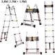3.8M Telescopic Ladder Extension Tall Multi Purpose Folding Loft Ladder with stabilizer, 330 pound/150 kg Capacity (Silver)