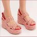 Free People Shoes | Free People Nwot Dolce Red Woven Platform Sandals Sz 8 Or Eu 38 | Color: Red/Tan | Size: 8