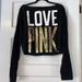 Pink Victoria's Secret Tops | Medium Victoria’s Secret Pink Vintage Vneck V-Neck Logo Crop Pullover Sweatshirt | Color: Black/Gold | Size: M