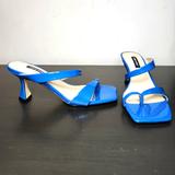 Nine West Shoes | Nine West Electric Blue Triangle Heeled Thong Sandals Women's Shoes S 6.5 M Nwob | Color: Blue | Size: 6.5