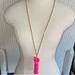 J. Crew Jewelry | J Crew Pink Flower Enamel Tassel Necklace | Color: Gold/Pink | Size: Os