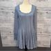 Free People Dresses | Free People Little Love Thermal Ribbed Godet Crochet Cuff Mini Dress M | Color: Blue | Size: M