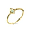 Lieson Engagement Rings for Women, 14K Yellow Gold Ring for Women Thin 4 Claw Marquise Opal with Moissanite Wedding Rings Yellow Gold Ring Size S 1/2