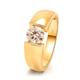 Lieson Promise Rings for Men, 18ct Yellow Gold Wedding Rings for Men Polished Solitaire Round Moissanite 1ct Anniversary Rings Yellow Gold Ring Size N 1/2