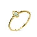 Lieson Wedding Ring for Women, 14K Yellow Gold Ring for Women Rings Engagement Thin 4 Claw Marquise Opal with Moissanite Anniversary Ring Yellow Gold Ring Size O 1/2