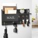 Belleze Wall Key Organizer w/ Mail Storage Wood/Manufactured Wood in Black/Brown | 7.8 H x 15 W x 3.3 D in | Wayfair 552QX