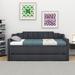 Latitude Run® Twin Size Daybed w/ Trundle & Drawers. Upholstered/Linen in Gray | Wayfair 231467A156974623AB58D5BD9B1DEB25