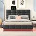 Ivy Bronx Hiromitsu Vegan Leather Platform Storage Bed Upholstered/Faux leather in Black | 44 H x 78.7 W x 60.6 D in | Wayfair
