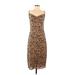 e.ssue Casual Dress - Slip dress: Brown Leopard Print Dresses - Women's Size Small