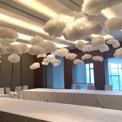 Décoration de nuages artificielles en coton, 5 pièce/ensemble, blanc, plafond 3D, décor intérieur de nuage, salon, bricolage, accessoires de décoration pour fête de mariage