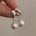 Boucles d'oreilles créoles à clous de perles pour femmes goutte d'oreille document en argent