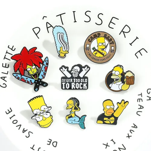 Cartoon die Simpsons Emaille Pin Disney Kawaii Bart Simpson Homer Jay Simpson Metall Abzeichen