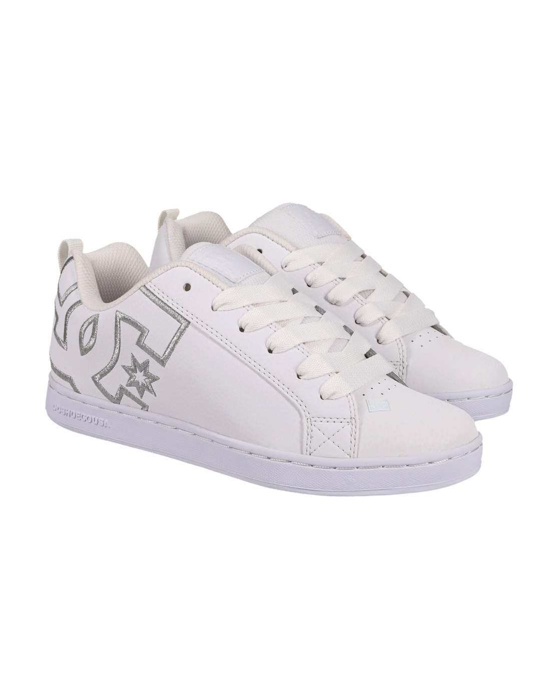 Sneaker DC SHOES "Court Graffik", Gr. 5,5(36,5), bunt (weiß, silber), 55.99% Leder, 43.71% Synthetikmaterial, 0.3% TPU, Schuhe