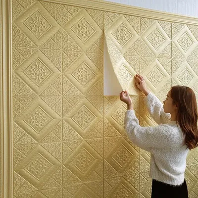 10 stücke 70 cmx70cm 3d pvc selbst klebender Deckens chaum wasserdichte anti statische Tapete Klassiker Haupt dekorationen Wanda uf kleber Image