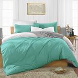 King/Cal King Size Egyptian Cotton 1000 Thread Count Duvet Cover Reversible Ultra Soft & Breathable 3 Piece Luxury Soft Wrinkle Free Cooling Sheet (1 Duvet Cover with 2 Pillowcases Aqua Green)