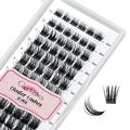 Cluster lashes Crislashes DIY Eyelash Extension 13 Rows D Curl Mix 8-16mm Individual Cluster Eyelashes Natural Look 78 pcs Reusable Cluster Eyelash Extensions at Home (F04-D Curl Mix 8-16mm)