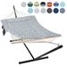 Hammock Double Hammock with Stand Two Person Cotton Rope Hammock 147.6(L)*52(W)*47.6(H) - Light Gray