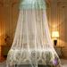 Ayyufe Mosquito Net; Ruffle Dome Ceiling Mosquito Net Princess Mesh Canopy Dust-proof Bedroom Decor; White