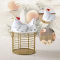 QTOCIO Kitchen Gadgets Colorful Design Eggs Basket Ceramic Chicken-Shaped Lid Round Wire Basket Bottom And Handle