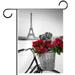 Paris Eiffel Tower with Bike Rose Pattern Garden Banners: Outdoor Flags for All Seasons Waterproof and Fade-Resistant Perfect for Outdoor Settings