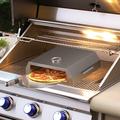 DWVO 12 Grill Top Pizza Oven Outdoor Stainless Steel Pizza Oven with Built in Thermometer Pizza Stone and Pizza Cutter Black