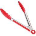 Silicone Tongs for Cooking 9 Inch Stainless Steel Locking Kitchen Tong with High Heat-Resistant Non-Stick Silicone Tips Strong Grip for Nonstick Pans Grill Salad BBQ Frying Baking (Red)