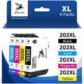 202XL 202 Ink cartridges T202 Ink Cartridge Replacement for Epson 202XL 202 XL Ink Cartridges for Epson Workforce WF-2860 Expression Home XP-5100 Printer (4-Pack Black Cyan Magenta Yellow)