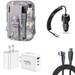 Travel Bundle for Samsung Galaxy S24 Waterproof Pack Bag Carrying Pouch Case Tempered Glass Screen Protector 40W Car Charger Power Adapter 3-Port Wall Charger USB C Cable (ACU Army Camo)