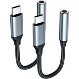 USB-C to 3.5 mm Headphone Jack Adapter 2-Pack USB C to Aux Audio Dongle Cable Cord for iPhone 15/15 Pro Max/15 Pro/15 Plus Samsung Galaxy S23 S23+ S22 S21 S20 Ultra Note 20 Pixel iPad Pro MacBook