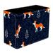 Cartoon Small Fox Pattern PVC Leather Brush Holder and Pen Organizer - Dual Compartment Pen Holder - Stylish Pen Holder and Brush Organizer