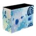 Hand Drawn Blue Butterfly Flowers Pattern PVC Leather Brush Holder and Pen Organizer - Dual Compartment Pen Holder - Stylish Pen Holder and Brush Organizer