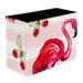 Pink Flamingo Animal Pattern PVC Leather Brush Holder and Pen Organizer - Dual Compartment Pen Holder - Stylish Pen Holder and Brush Organizer