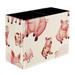 Lovely Pink Pig Farm Pattern PVC Leather Brush Holder and Pen Organizer - Dual Compartment Pen Holder - Stylish Pen Holder and Brush Organizer