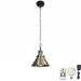 FSLiving No Wiring Needed Ceiling Light with Rechargeable Battery Operated RGB LED Bulb Dimmable Timing Pendant Light with Retro Green Bronze Metal Shade & 3.2ft Iron Chain for Farmhouse - 1 Light