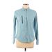 Burton Long Sleeve Button Down Shirt: Blue Checkered/Gingham Tops - Women's Size Medium