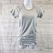 Athleta Tops | Athleta Womens Fastest Track Tee Sz Small Gray Stripe Ruched Short Sleeve | Color: Gray | Size: S