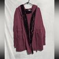 Free People Sweaters | Free People Cardigan Sweater Womens Red Violet Open Front Cotton Jacket | Color: Purple | Size: Xs