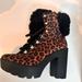 Jessica Simpson Shoes | Jessica Simpson Chetah Print Black Fur Lace Up Ankle Boots. Size 7.5 | Color: Silver/White | Size: 7.5