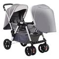 MEHWSUR Double Tandem Stroller Face to Face Foldable Twin Umbrella Baby Pram Stroller for Infant and Toddler,Baby Stroller Twins-Cozy Compact Twins Pushchair (Color : Gray)