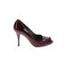 Stuart Weitzman Heels: Pumps Stilleto Cocktail Party Red Print Shoes - Women's Size 8 - Peep Toe