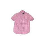Polo by Ralph Lauren Short Sleeve Button Down Shirt: Pink Checkered/Gingham Tops - Kids Girl's Size 5