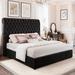 Willa Arlo™ Interiors Avina Sleigh Storage Bed Upholstered/Velvet/Metal in Black | 52.36 H x 64.17 W x 87.4 D in | Wayfair