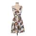 Maison Jules Casual Dress - A-Line V Neck Sleeveless: White Floral Dresses - Women's Size Small