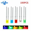 Kit de diodes LED Blogt carrées blanc vert rouge bleu jaune 5 couleurs 2x3x4mm 100 pièces