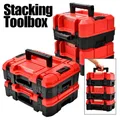 Boîte à outils portable empilée boîte à outils en plastique pour mécaniciens grand étui rigide